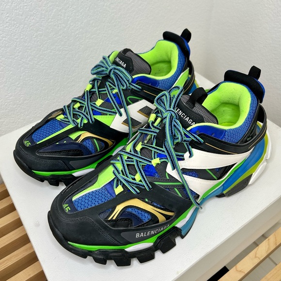 Balenciaga Track Runway BLK/Grey/Grn/Blue Mesh Leather Size 12 (45) - Picture 1 of 9